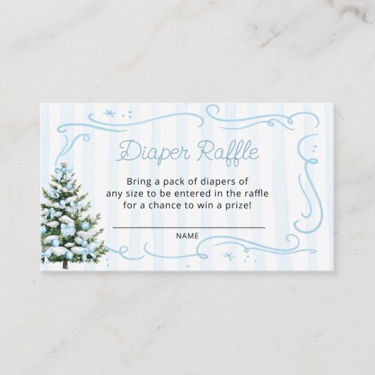 Weihnachtsbaum Winter Blau Windel Raffel Tickets Begleitkarte (Vorderseite)