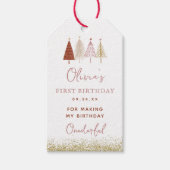 Weihnachtsbaum Winter Girl 1. Geburtstag Danke Geschenkanhänger (Vorderseite)