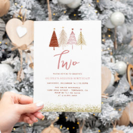 Weihnachtsbaum Winter Girl 2. Geburtstag Einladung