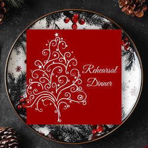 Weihnachtsbaum Winter Hochzeit Probe Abendessen Einladung