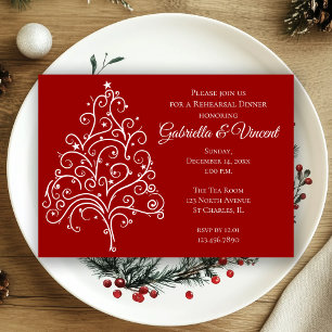 Weihnachtsbaum Winter Hochzeit Probe Abendessen Einladung