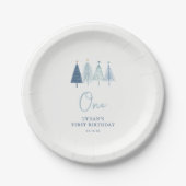 Weihnachtsbaum Winter Onederland Boy 1st Birthda Pappteller (Vorderseite)