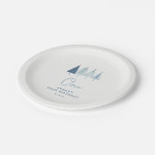 Weihnachtsbaum Winter Onederland Boy 1st Birthda Pappteller (Schrägansicht)