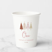 Weihnachtsbaum Winter Onederland Geburtstag Pappbecher (Rückseite)
