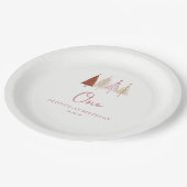 Weihnachtsbaum Winter Onederland Girl 1. Geburtsta Pappteller (Schrägansicht)