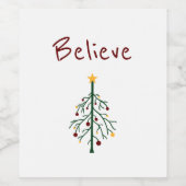 Weihnachtsbaum Winter Retro Weinetikett (Einzelnes Label)