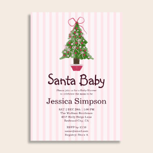 Weihnachtsbaum Winter Rosa Süße Babyparty Einladung
