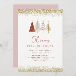 Weihnachtsbaum Winter Wonderland Girl 1. Geburtsta Einladung