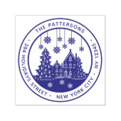 Weihnachtsbaum Winter Zuhause Persönliche Rücksend Permastempel (Design)