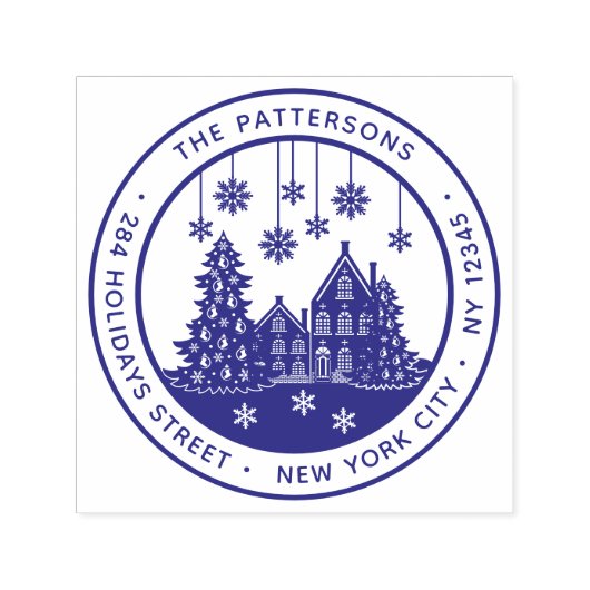 Weihnachtsbaum Winter Zuhause Persönliche Rücksend Permastempel (Design)