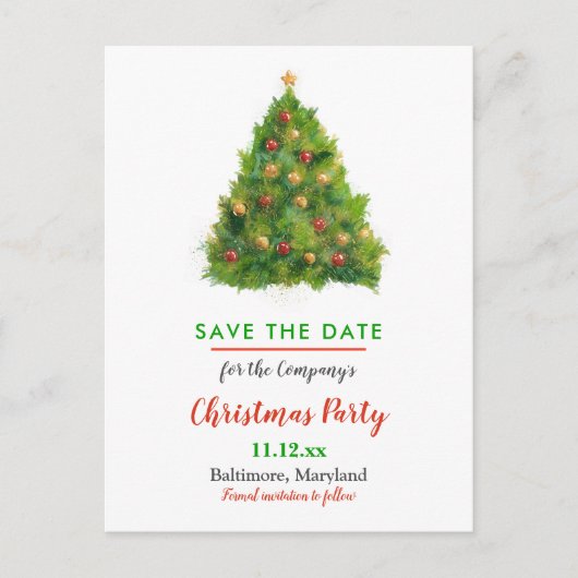 Weihnachtsbaum | Winterfeier Ankündigungspostkarte (Vorderseite)