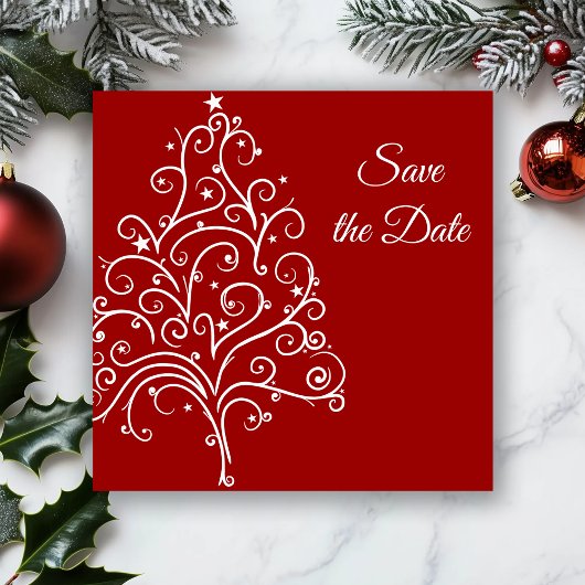Weihnachtsbaum Winterhochzeit Save the Date