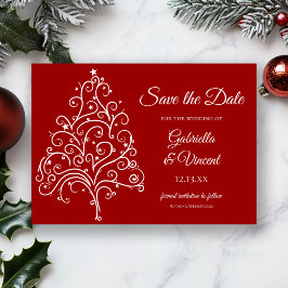 Weihnachtsbaum Winterhochzeit Save the Date Einladung