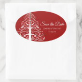 Weihnachtsbaum Winterhochzeit Save the Date Ovaler Aufkleber (Tasche)
