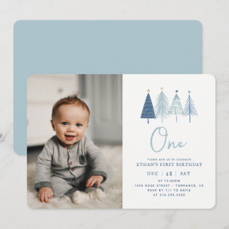 Weihnachtsbaum Winterjunge 1. Geburtstag Foto Einladung