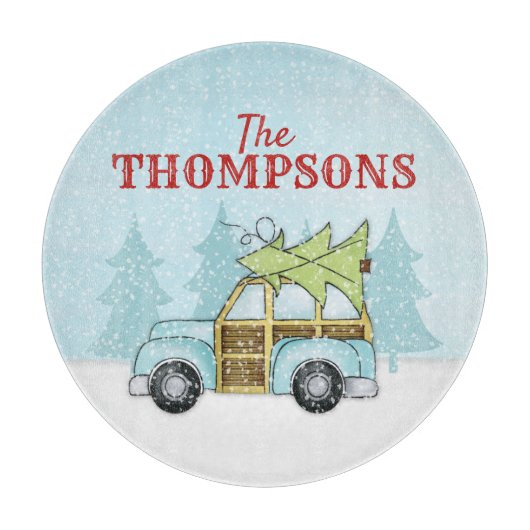 Weihnachtsbaum Winterschneefall Auto Schneidebrett (Vorderseite)