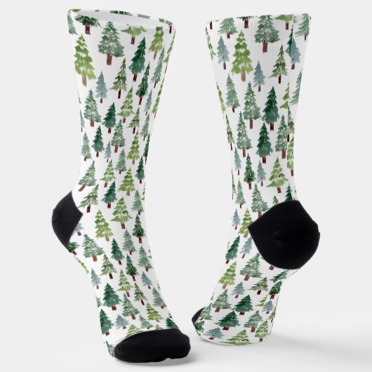 Weihnachtsbaum Winterwaldmuster Socken (Gewinkelt)