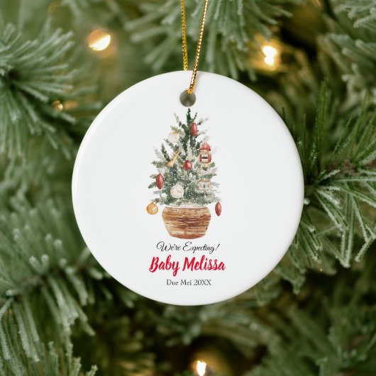 Weihnachtsbaum Wir erwarten Elternschmuck Keramik Ornament (Baum)