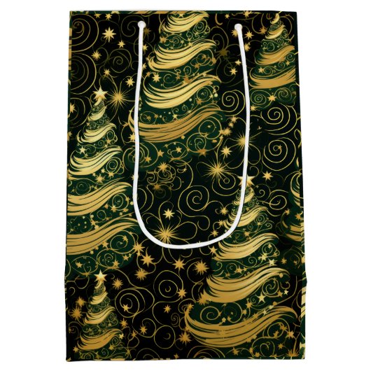 Weihnachtsbaum-Wirbel verschenken Tasche Mittlere Geschenktüte (Rückseite)