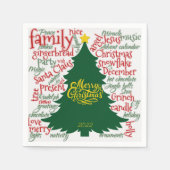 Weihnachtsbaum Wolke rot grünes Geschenk Serviette (Vorderseite)