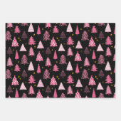 Weihnachtsbaum Woodland Pink Black Geschenkpapier Set (Vorderseite 3)