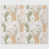 Weihnachtsbaum Woodland Tiere & gemütliches Dorf Geschenkpapier (Flach)