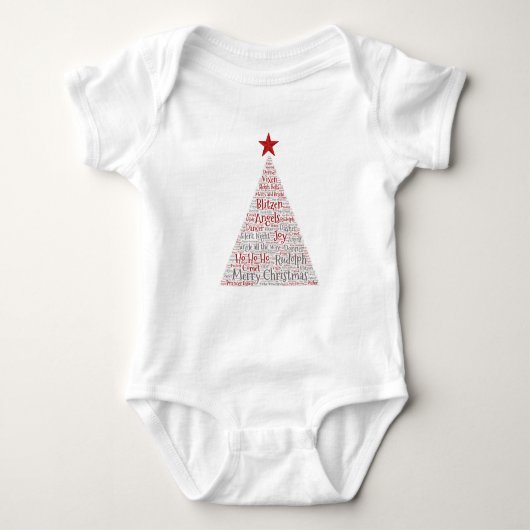 Weihnachtsbaum Word Art mit Red Star Baby Strampler (Vorderseite)