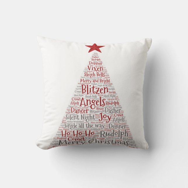 Weihnachtsbaum Word Art mit Red Star Kissen (Vorderseite)