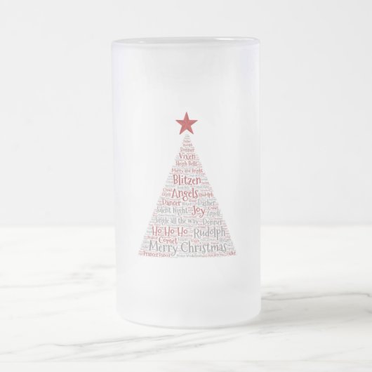 Weihnachtsbaum Word Art mit Red Star Mattglas Bierglas (Mittel)