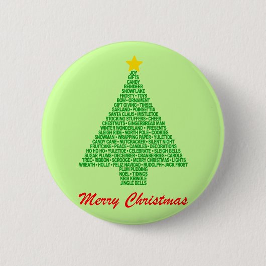 Weihnachtsbaum-Wörter Button (Vorderseite)