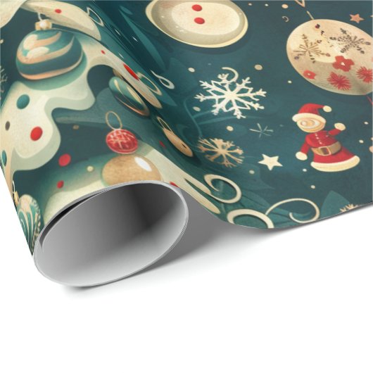 Weihnachtsbaum Wrapping Paper Vintag Blue Geschenkpapier (Rolleneckpunkt)