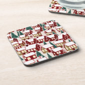 Weihnachtsbaum Xmas Dorf Schnee Pic Getränkeuntersetzer (Linke Seite)