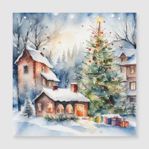 Weihnachtsbaum Xmas Dorf Schnee Pic Magnetkarte