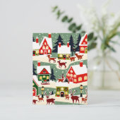 Weihnachtsbaum Xmas Dorf Schnee Pic Postkarte (Stehend Vorderseite)