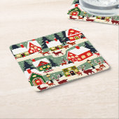 Weihnachtsbaum Xmas Dorf Schnee Pic Rechteckiger Pappuntersetzer (angewinkelt)