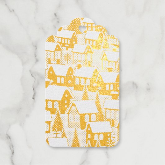 Weihnachtsbaum Xmas Dorf Schnee pic RSVP Karte Geschenkanhänger (Vorderseite)