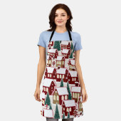 Weihnachtsbaum Xmas Dorf Schnee Pic Schürze (Getragen)