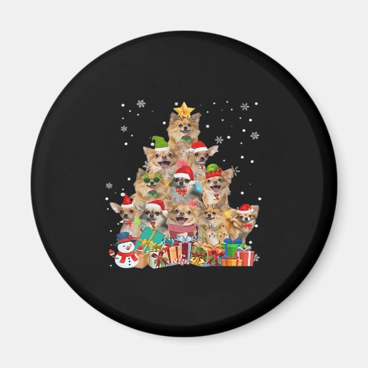 Weihnachtsbaum Xmas Lights Chihuahua Classic T-Shi Magnet (Vorne)