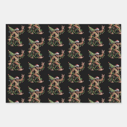 Weihnachtsbaum Xmas Lights Sasquatch Geschenkpapier Set (Vorderseite)
