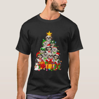 Weihnachtsbaum Xmas Lights Shih Tzu Dog Welpe Lieb T-Shirt