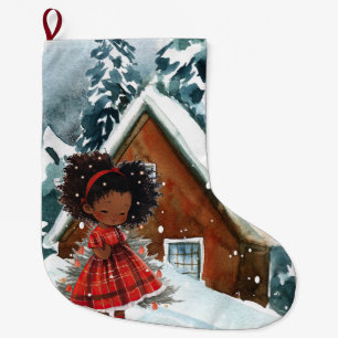 Weihnachtsbaum Xmas Melanin Schwarzes Mädchen Sist Großer Weihnachtsstrumpf