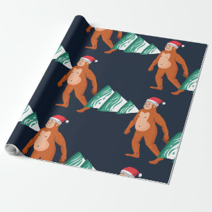 Weihnachtsbaum yeti sasquatsch bigfoot geschenkpapier