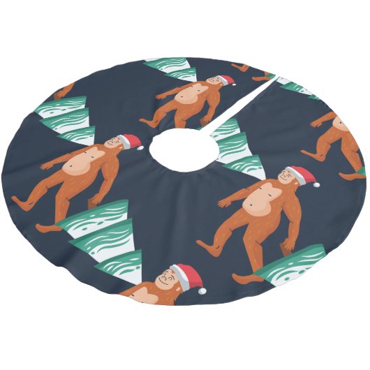 Weihnachtsbaum yeti sasquatsch bigfoot polyester weihnachtsbaumdecke (Schrägansicht)