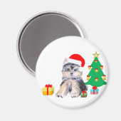 Weihnachtsbaum, Yorkshire Welpenhund & Geschenke Magnet (Vorderseite/Rückseite)