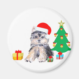 Weihnachtsbaum, Yorkshire Welpenhund & Geschenke Magnet
