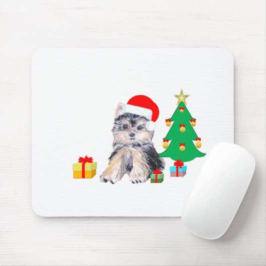 Weihnachtsbaum, Yorkshire Welpenhund & Geschenke Mousepad (Mit Mouse)