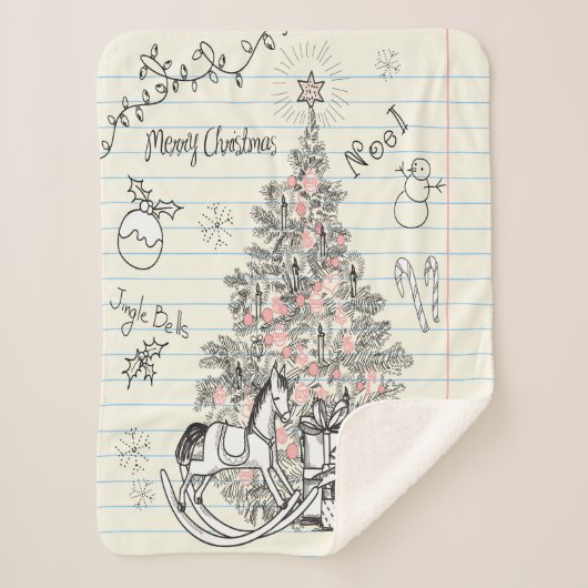 Weihnachtsbaum Zeichnend Scribble Blanket Sherpadecke (Vorderseite)