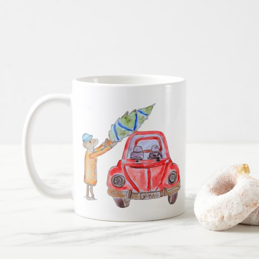 Weihnachtsbaum Zeit! Kaffeetasse (Mit Donut)