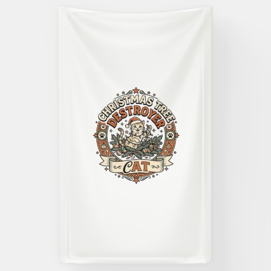 Weihnachtsbaum Zerstörer Katze Weihnachtsbaum Zers Banner (Vertikal)