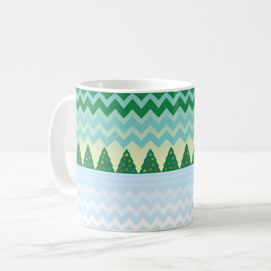 Weihnachtsbaum Zickzack Szene Kaffeetasse (Vorderseite Links)